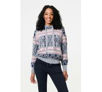Ikat Print Relaxed Hooded Sweatshirt Izabel London Grey 12