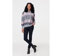 Izabel London Ikat Print Relaxed Hooded Sweatshirt In Grey Grey 12