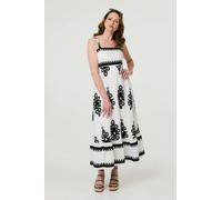 Izabel London Ikat Print Sleeveless A-Line Maxi Dress - 8 - White