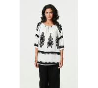 Izabel London Ikat Print Tassel Tie Neck Blouse - White - 16