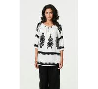 Izabel London Ikat Print Tassel Tie Neck Blouse - White - 18