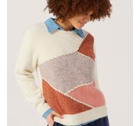 Izabel London Knitted Patchwork Foil Edge Jumper NATURAL MULTI SIZE 12