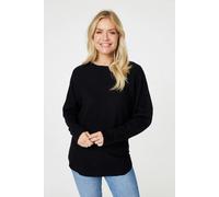 Izabel London Women's Lace Back Relaxed Fit Knit Top in Black | Size: Small Izabel London Black S