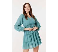 Lace Detail Long Sleeve Mini Dress Izabel London Green 12