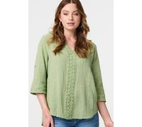 Izabel London Lace Detail V-Neck Relaxed Blouse In Green Green S