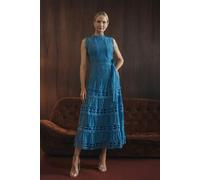 Izabel London Lace Layer Sleeveless Tie Maxi Dress - 14 - Blue