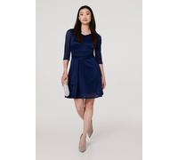 Izabel London Lace Layer Tie Waist Short Skater Dress In Blue Blue 18