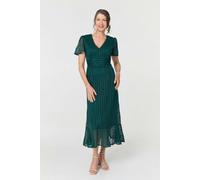 Izabel London Lace Layered Short Sleeve Midi Dress - Green - 10