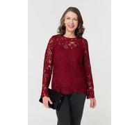Izabel London Lace Texture Layered Long Sleeve Blouse - 10 - Red