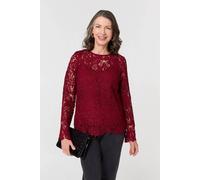 Izabel London Lace Texture Layered Long Sleeve Blouse Red 16