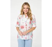 Izabel London Lace Trim 3/4 Sleeve Relaxed Blouse - 14 - White