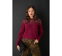 Lace Trim Batwing Long Sleeve Jumper Izabel London Red 12