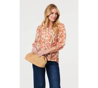 Izabel London Lace Trim Long Balloon Sleeve Shirt - 16 - Orange
