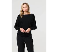 Izabel London Women's Lace Trim V-Back Boat Neck Jumper Top in Black | Size: 12 Izabel London Black 12