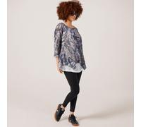 Izabel London Layered 3/4 Sleeve Printed Tunic NATURAL MULTI SIZE 12
