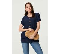 Izabel London Layered Hem Short Sleeve Tunic Top - 10 - Navy