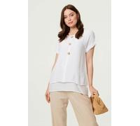 Izabel London Layered Hem Short Sleeve Tunic Top - 14 - White