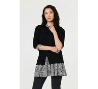 Izabel London Layered Ruffled Shirt Jumper Top - Black - 16