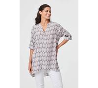 Izabel London Leaf Print 1/2 Sleeve Curve Hem Blouse In Grey Grey 16