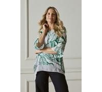 Izabel London Leaf Print 3/4 Sleeve Layered Tunic Top - Green - 14