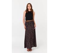 Izabel London Women's Leaf Print Belt High Waist Maxi Skirt in Navy | Size: 8