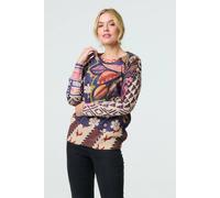 Izabel London Women's Leaf Print Drop Shoulder Jumper in Blue | Size: Medium/Large Izabel London Blue M/L