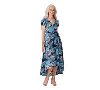Izabel London Leaf Print High Low Maxi Dress - Blue - 12