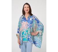 Izabel London Leaf Print Longline Relaxed Tunic Shirt - 16 - Blue