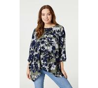 Leaf Print Oversized Blouse Top Izabel London Green 10