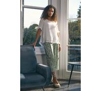 Izabel London Leaf Print Pleat-Front Wide Leg Culottes - Green - 14