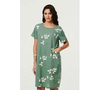 Izabel London Leaf Print Relaxed Knee Length Dress - 8 - Green