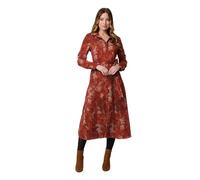 Izabel London Leaf Print Tie Waist Midi Shirt Dress for Women UK with Long Sleeves, Buttons and a Collar.
