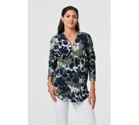 Izabel London Leaf Print Zip Front Relaxed Top - Green - 10