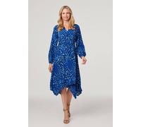 Izabel London Leopard Print Hanky Hem Dress In Blue Blue 8