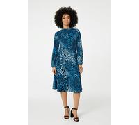 Leopard Print Long Sleeve Mini Dress Izabel London Blue 8