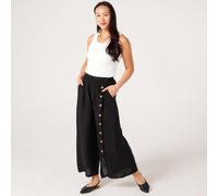 Izabel London Linen Button Detail Trouser BLACK SIZE 10