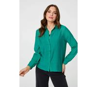 Izabel London Long Sleeve Button Front Shirt - 10 - Green