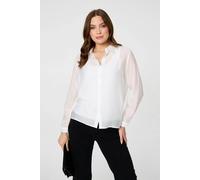 Izabel London Long Sleeve Button Front Shirt - 12 - White