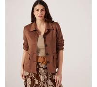 Izabel London Long Sleeve Faux Suede Jacket BROWN SIZE 10