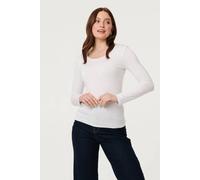 Izabel London Long Sleeve Slim Scoop Neck Top - 16 - White