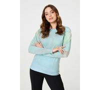 Izabel London Marble Print Metallic Relaxed Jumper - Green - M