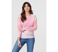 Izabel London Marble Print Metallic Relaxed Jumper - Pink - S