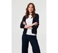 Izabel London Mesh Cropped 3/4 Sleeve Open Cardigan In Blue Blue S/M