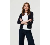 Izabel London Women's Mesh Cropped 3/4 Sleeve Open Cardigan in Blue | Size: Medium/Large Izabel London Blue M/L