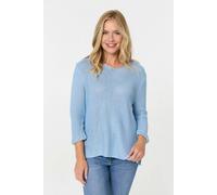 Izabel London Mesh Texture 3/4 Sleeve Relaxed Top - 12/14 - Light Blue