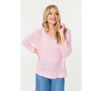 Izabel London Mesh Texture 3/4 Sleeve Relaxed Top - 8/10 - Pink