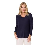 Izabel London Mesh Texture 3/4 Sleeve Relaxed Top - 12/14 - Navy