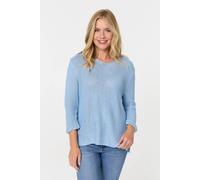 Izabel London Mesh Texture 3/4 Sleeve Relaxed Top In Light Blue Light Blue 12-14