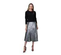 Izabel London Metallic A-Line Midi Slip Skirt for Women UK with high Waist, Elasticated Waistband and Slim fit. Silver