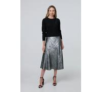 Metallic A-Line Midi Slip Skirt Izabel London Silver L